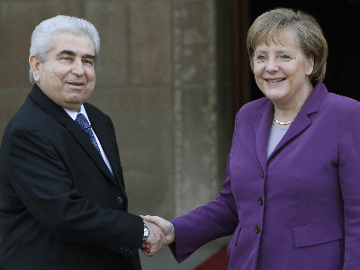 Υποδοχή Merkel από τον Δημήτρη Χριστόφια