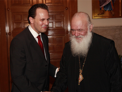 Συνάντηση Δ. Δρούτσα με τον αρχιεπίσκοπο Ιερώνυμο