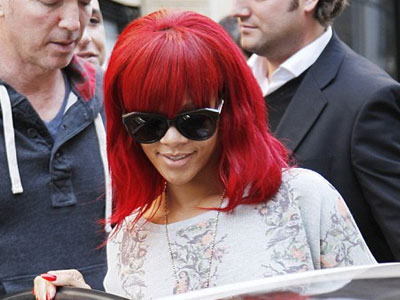 Rihanna in red…