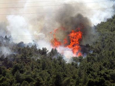Μαίνεται πυρκαγιά στο Αλιβέρι Ευβοίας