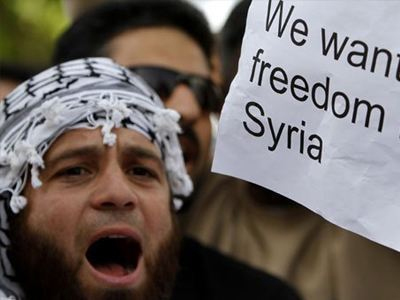 Συγκέντρωση Σύρων στην πλ. Συντάγματος