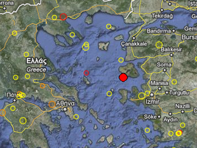 Σεισμός 3,9 Ρίχτερ νοτιοδυτικά της Λέσβου