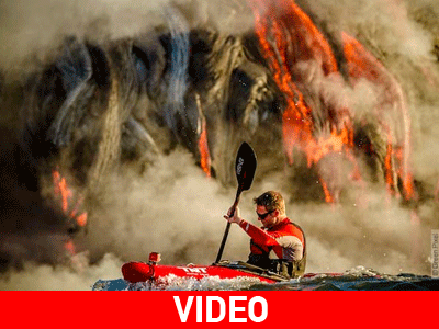 Κάνοντας καγιάκ στη λάβα