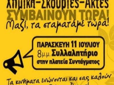 Συλλαλητήριο ενάντια σε χημικά, Σκουριές και ν/σ για αιγιαλό στο Σύνταγμα