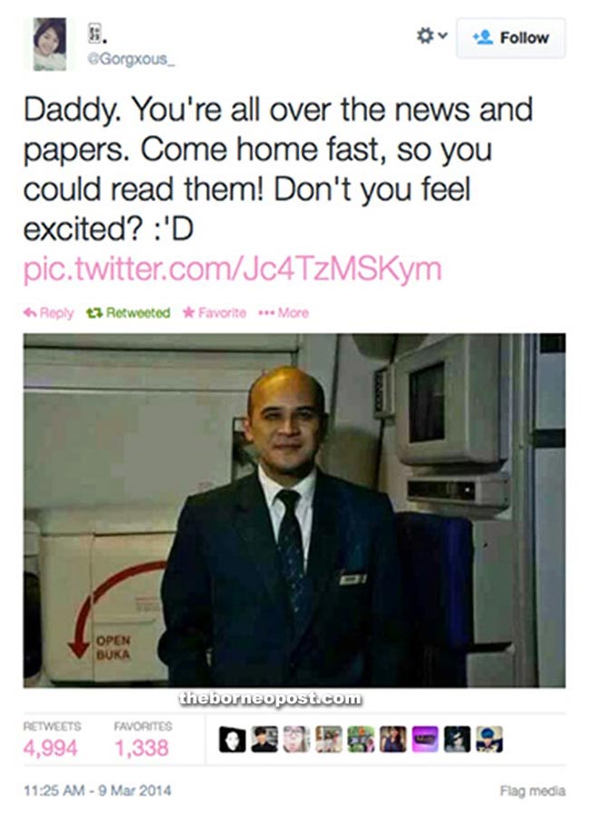 Το μήνυμα της κόρης του υπευθύνου της πτήσης: Μπαμπά είσαι σε όλες τις ειδήσεις. Έλα γρήγορα σπίτι να για να τις διαβάσεις. Δεν νιώθεις ενθουσιασμένος;