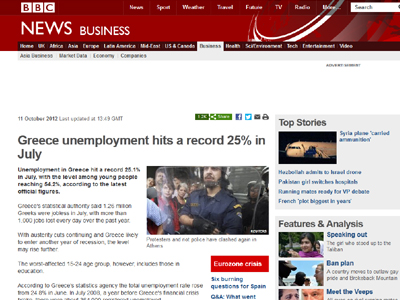 Η ανεργία στην Ελλάδα θέμα στο BBC