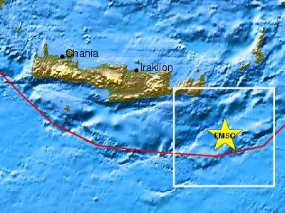Σεισμός 4,4 Ρίχτερ νότια της Κρήτης