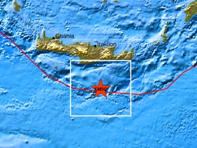 Σεισμός 4,3 Ρίχτερ νότια της Κρήτης
