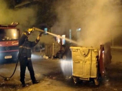 Έβαλαν φωτιά σε κάδο απορριμμάτων
