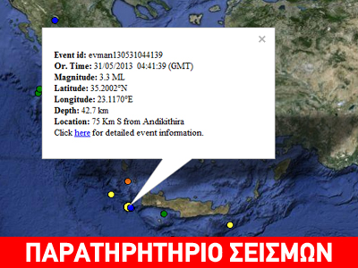 Σεισμός 3,3R στην Κρήτη