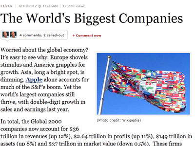 Forbes: Οι λίστα με τους «κολοσσούς» παγκοσμίως Forbes: Οι λίστα με τους «κολοσσούς» παγκοσμίως