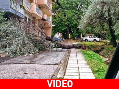 Καταστροφές από τη νεροποντή στη Βέροια