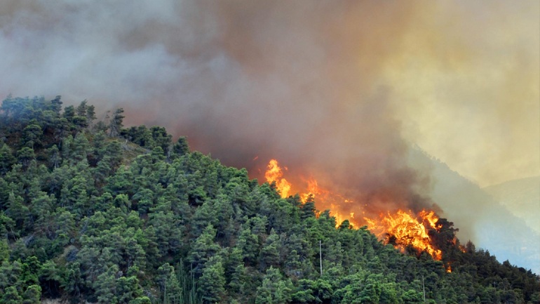 Σε πέντε χιλιόμετρα εκτείνεται το πύρινο μέτωπο στην Αιτωλοακαρνανία