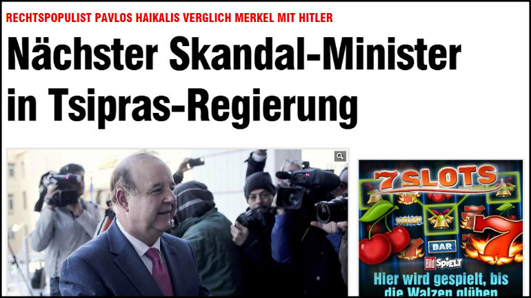 Επίθεση Bild σε Χαϊκάλη: «Ο επόμενος υπουργός – σκάνδαλο της κυβέρνησης Τσίπρα»