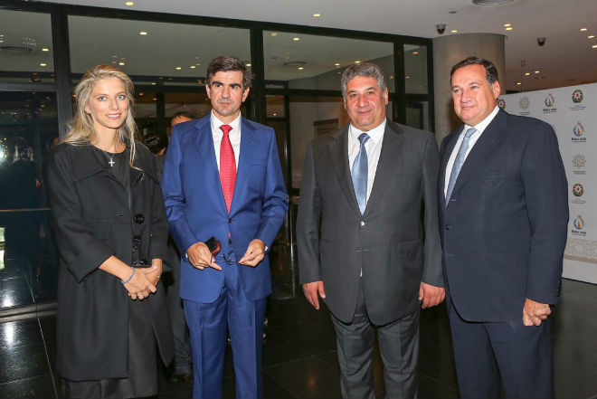Σπύρος Καπράλος, Azad Rahimov, Υπουργός Άθλησης και Νεολαίας του Αζερμπαϊτζάν, Νίκος Βαρδινογιάννης, Αλεξία Αντσακλη Βαρδινογιάννη