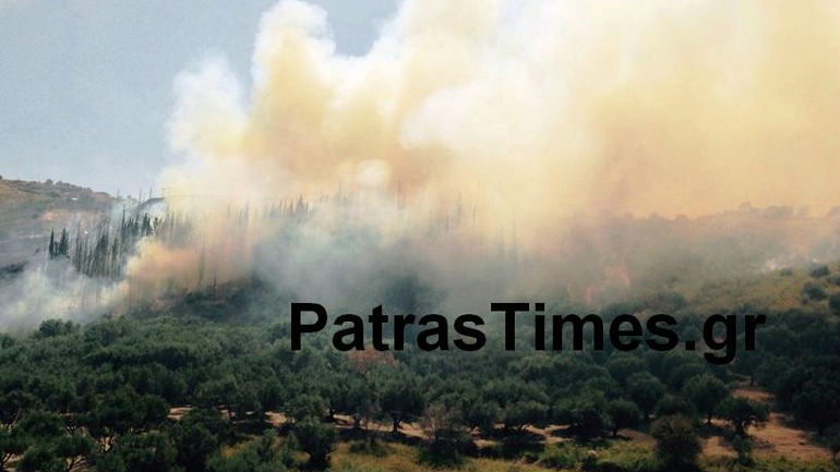 Πάτρα: Σε ύφεση η φωτιά στα Άνω Συχαινά