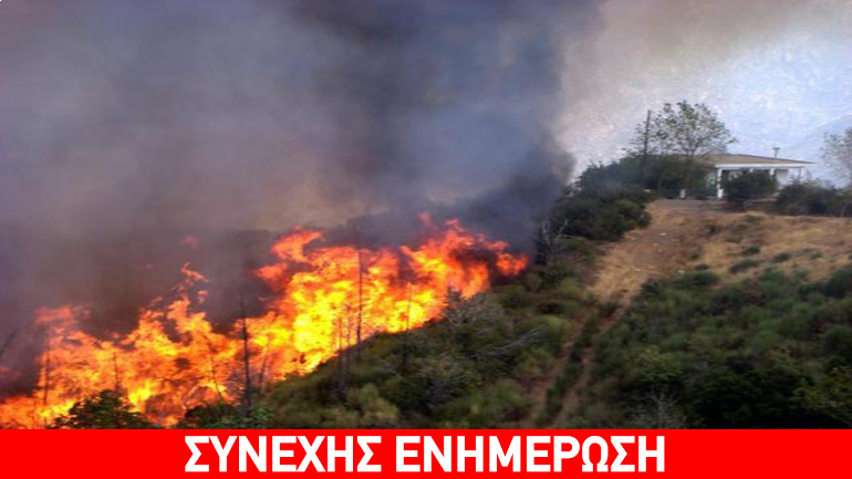 Σε εξέλιξη πυρκαγιά στα Ατζινέικα Κυνουρίας – Aπειλεί το δάσος του Πάρνωνα