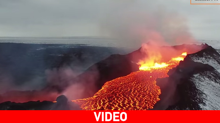 Drone καταγράφει εντυπωσιακές εικόνες από ηφαίστειο στην Ισλανδία