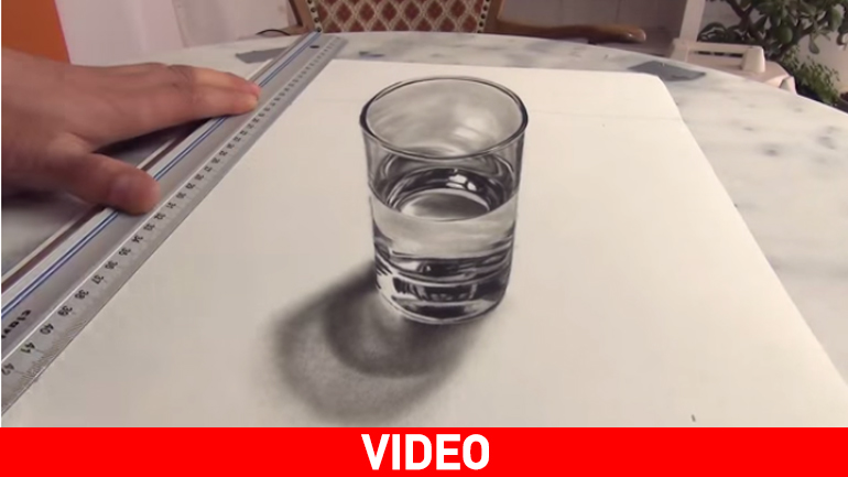 Τρισδιάστατη οφθαλμαπάτη με ένα ποτήρι