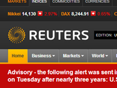 Περίεργο «λάθος» σε έκτακτο δελτίο του Reuters Περίεργο «λάθος» σε έκτακτο δελτίο του Reuters