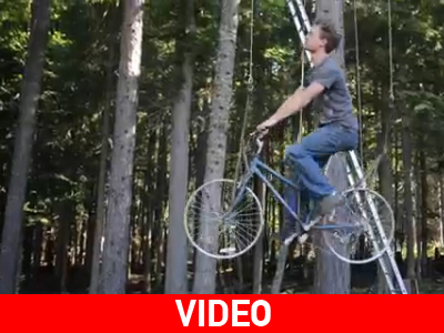 Αυτοσχέδιο ασανσέρ με ποδήλατο