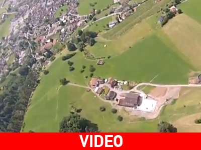 Θεαματική πτήση με wingsuit στην Ελβετία