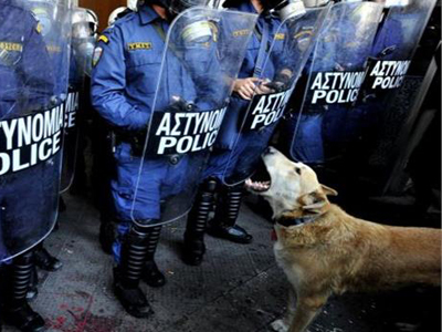 Πέθανε ο Λουκάνικος, το θρυλικό σκυλί των διαδηλώσεων