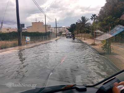 Πλημμύρισε η Σητεία από μπόρα