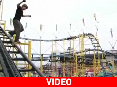 Παρκούρ στις ράγες από τρενάκι Λούνα Παρκ