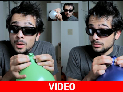 Παίζει μουσική με ένα… μπαλόνι