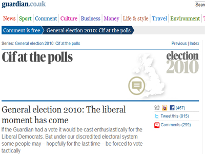Η εφημερίδα «The Guardian» στηρίζει τον Νικ Κλεγκ