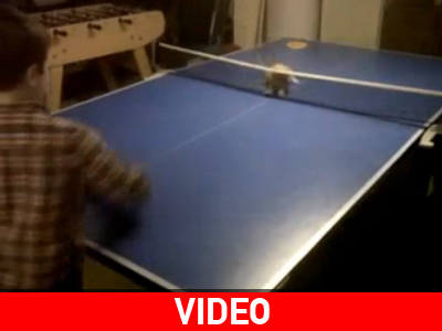 Γάτα παίζει πινγκ πονγκ!