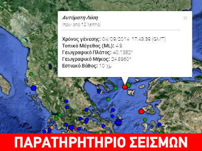 Σεισμός 4,8 Ρίχτερ στο βόρειο Αιγαίο