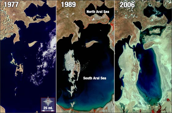 Δορυφορικές λήψεις που δείχνουν την καταστροφή της λίμνης