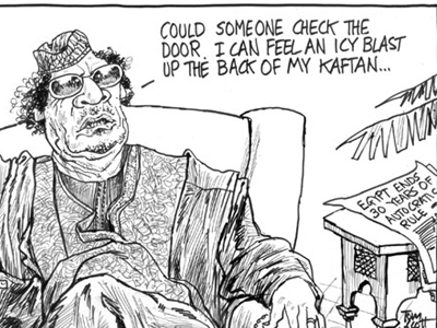 O Gaddafi μέσα από τα μάτια των ευρωπαίων σκιτσογράφων