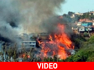 «Κόλαση» φωτιάς σε πόλη της Χιλής