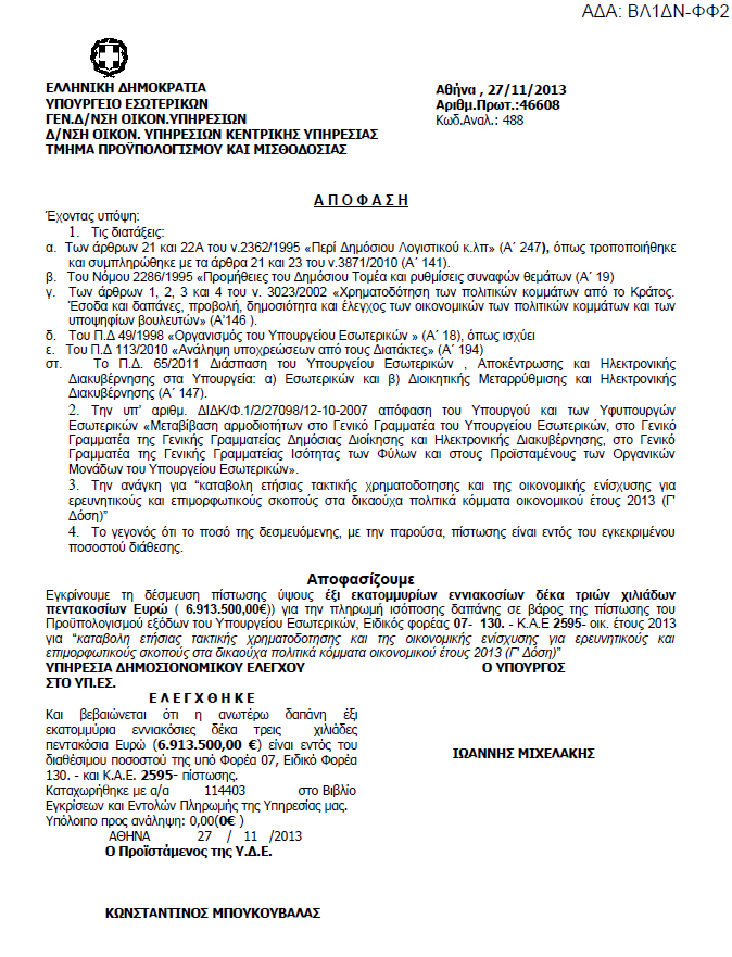 Η απόφαση Μιχελάκη