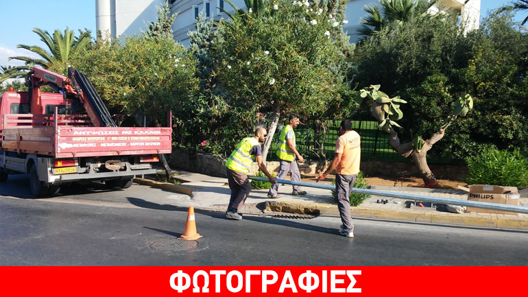 Ηράκλειο: Αυτοκίνητο «έπεσε» πάνω σε κολόνα