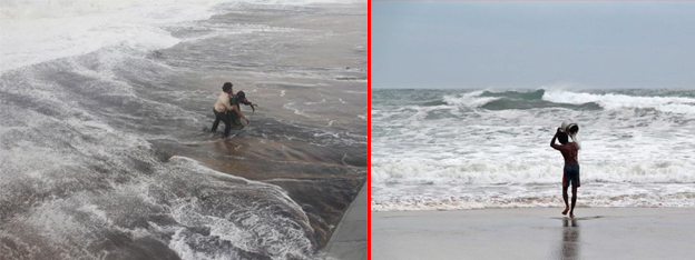 Κάτοικοι μπροστά σε παραλίες στην πολιτεία Ορίσα