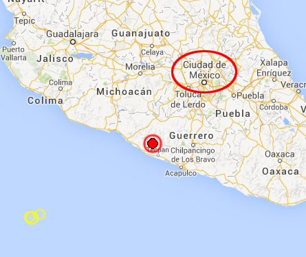 Το επίκεντρο του σεισμού και η Πόλη του Μεξικού