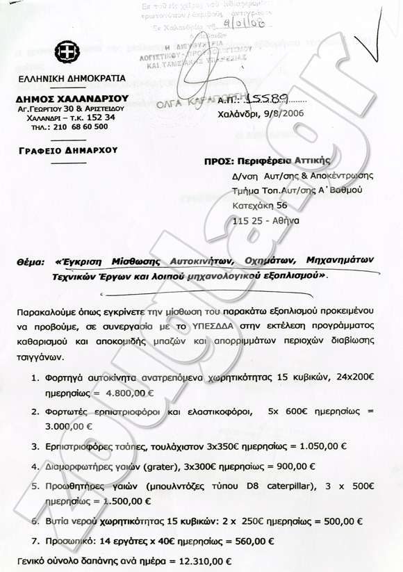 Η απόφαση της Δημοτικής Αρχής Χαλανδρίου για την απομάκρυνση μπαζών το 2006