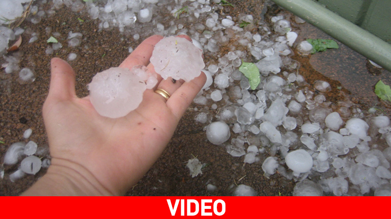 Μπουρίνι με χαλάζι στην Καβάλα