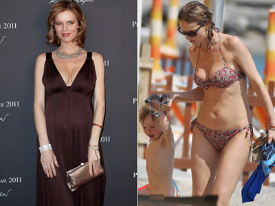 Στην παραλία με τον γιο της