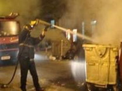 Φωτιά σε κάδο απορριμμάτων στο Ήλιον