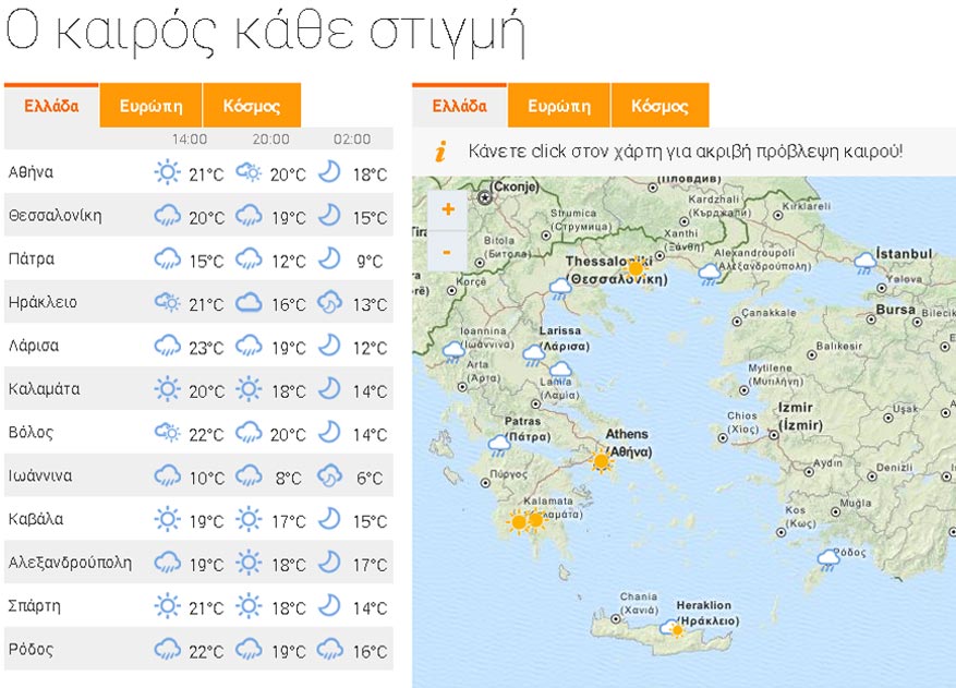 Η πρόγνωση του καιρού: Κυριακή 17.00 το απόγευμα