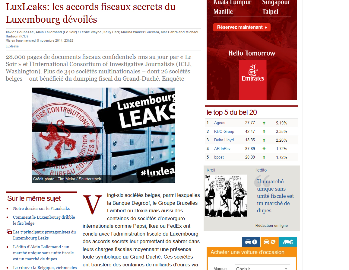 Το δημοσίευμα της γαλλικής «Le Soir»