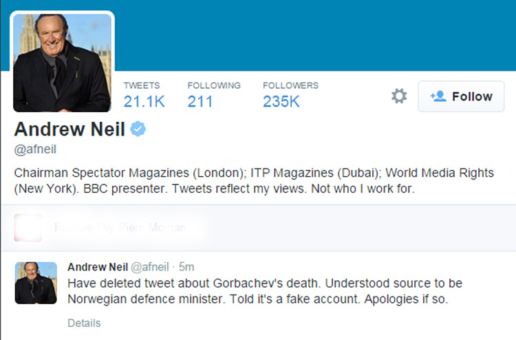 Το tweet του Andrew Neil