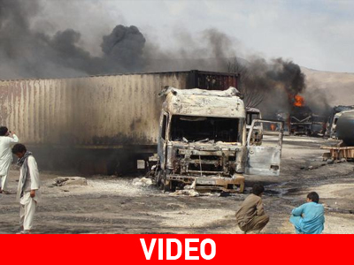 Καταστράφηκαν φορτηγά που μετέφεραν εφόδια για τις δυνάμεις του NATO