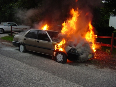 Στις φλόγες σταθμευμένο Ι.Χ.