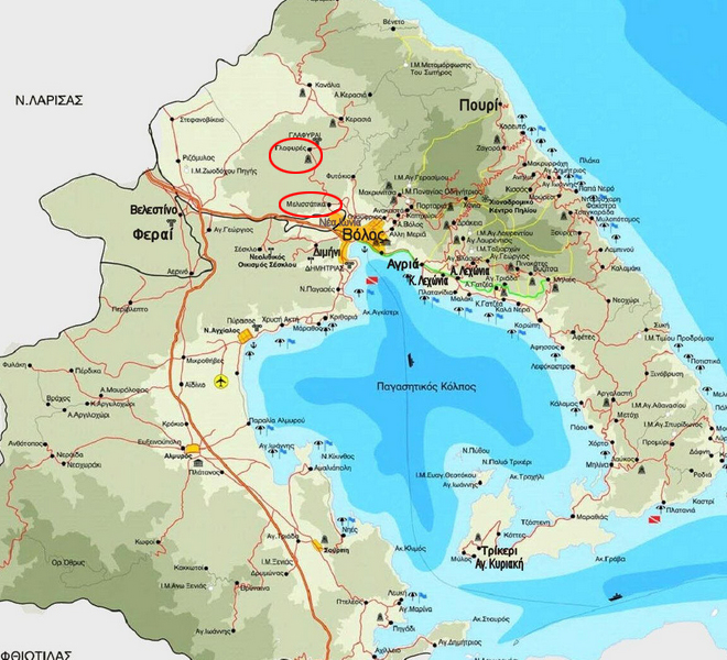 Με κόκκινο κύκλο οι οικισμοί Μελισσάτικα και Γλαφυρές